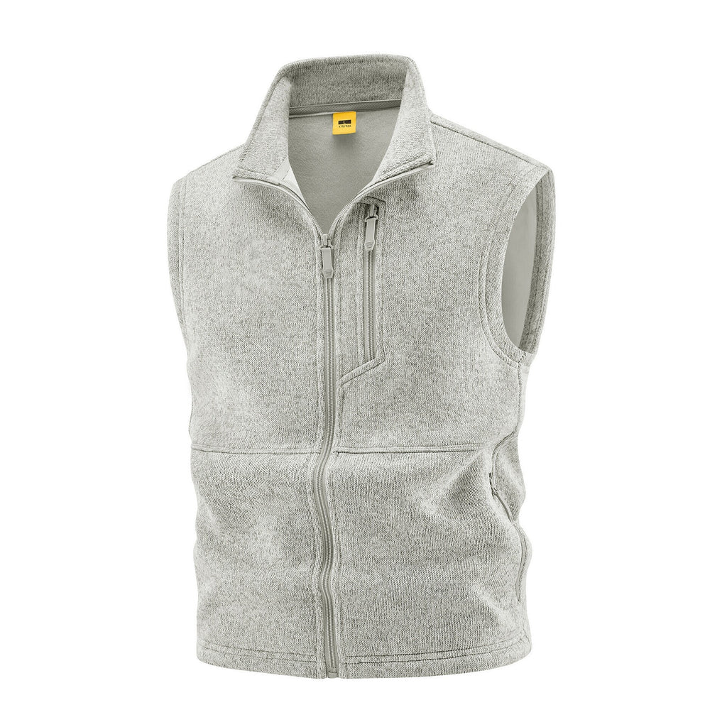 Men's fleece vest with high stand collar, chest zipper and side pockets Fashion Glam