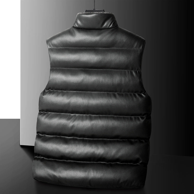 Men's padded quilted vest with cargo pockets and high collar Fashion Glam