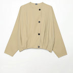 Women's Short Water-Repellent Cape Jacket with High Stand-Up Collar and Concealed Button Placket Fashion Glam