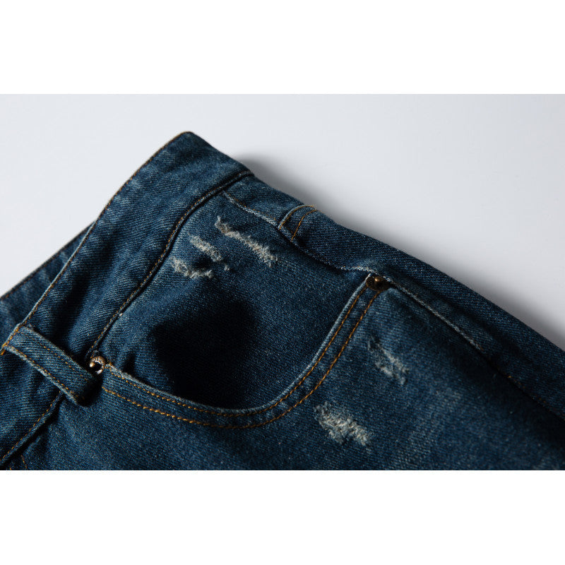 Men's Wide Highwaist Baggy Jeans with Used Wash and Five Pocket Details Fashion Glam