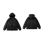 Unisex Short padded hoodie in boxy puffer style with geometric quilting Fashion Glam