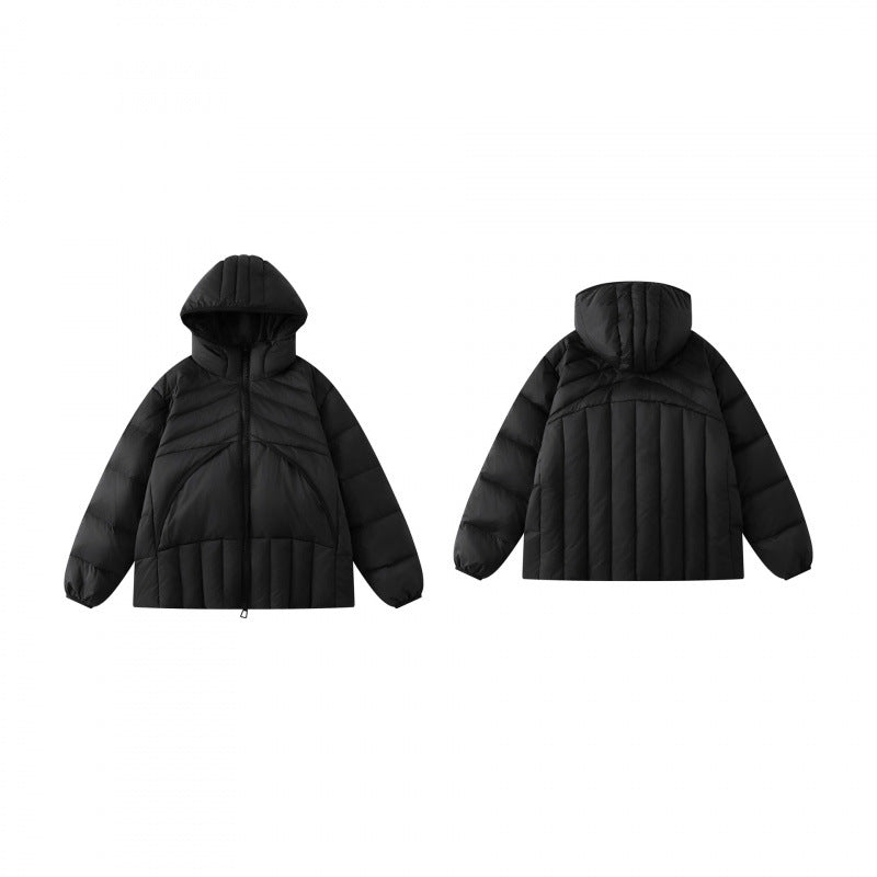 Unisex Short padded hoodie in boxy puffer style with geometric quilting Fashion Glam