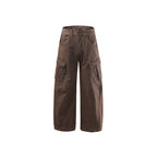 Women's Wide High Waist Cargo Culotte made of Cotton Twill with Multiple Pockets Fashion Glam