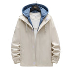 Men's two-layer hooded overlay jacket with contrasting inner hood and elastic cuffs Fashion Glam