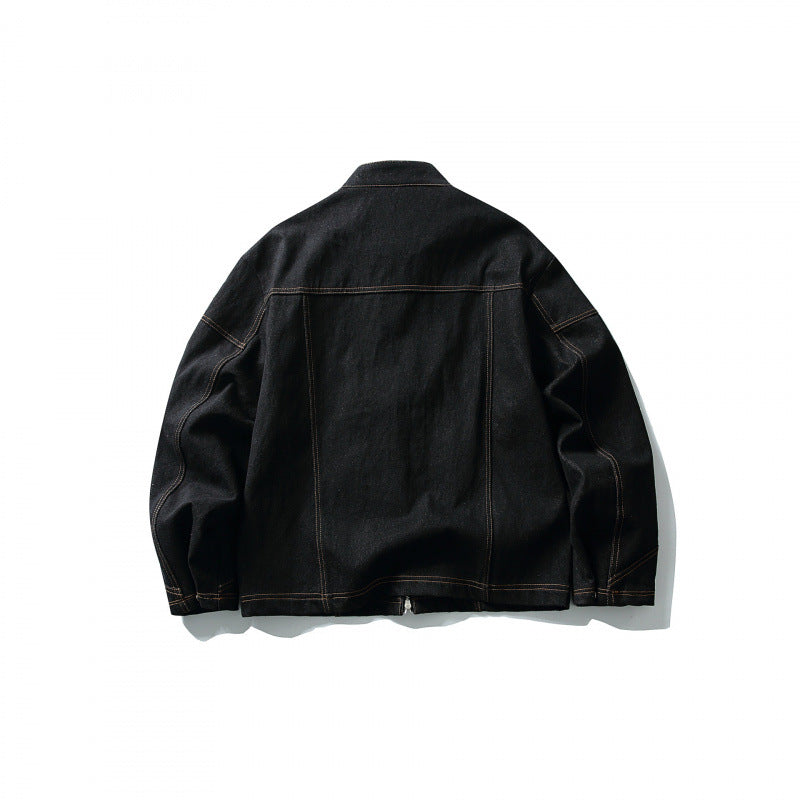 Men's Short Canvas Jacket with Distinctive Metal Toggle Fasteners and Contrast Seams Fashion Glam