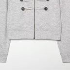 Women's Cropped Sweat Jacket in Military Look with Stand-up Collar and Decorative Button Placket Fashion Glam