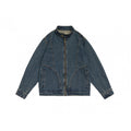 Unisex boxy denim jacket with stand-up collar, full-length zipper and shaped front pockets Fashion Glam
