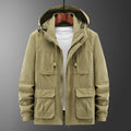 Men's Lightweight Outdoor Field Jacket with Hood, four patch pockets and concealed zipper Fashion Glam
