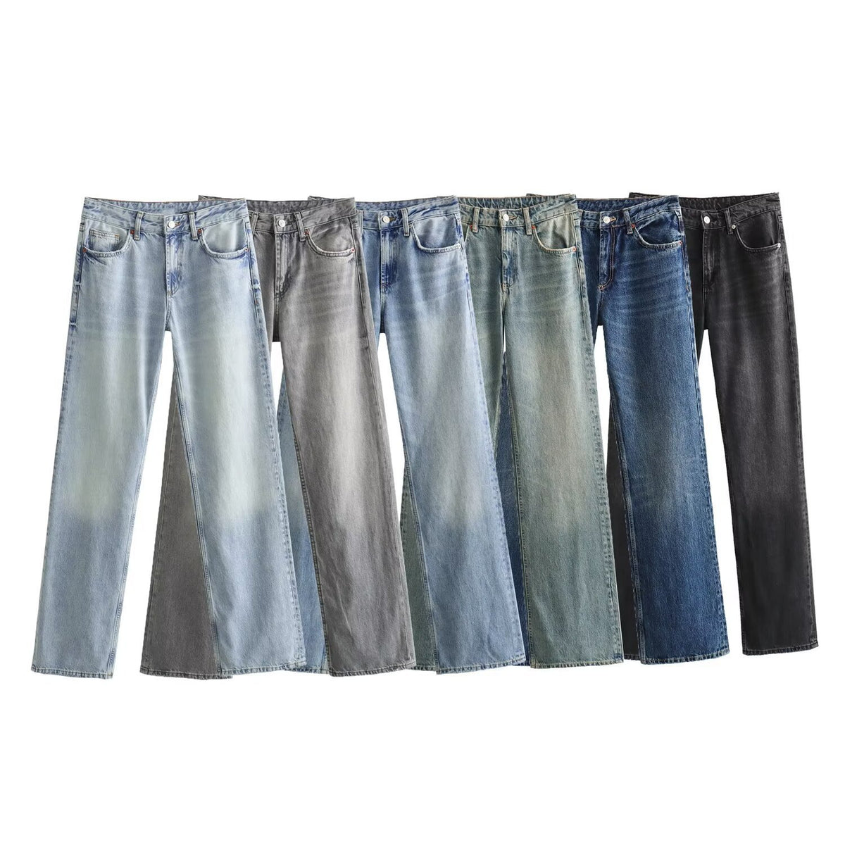 Women's high-waist jeans with straight leg, five-pocket cut and vintage wash Fashion Glam