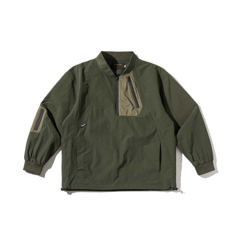 Unisex Lightweight Oversized Anorak with Half Zipper, Utility Pockets and Drawstring Hem Fashion Glam
