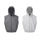 Unisex Sleeveless Hooded Vest with Full Zip and Kangaroo Pockets Fashion Glam