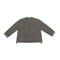 [Unisex] Oversize-Fleece-Henley-Pullover with half button placket, drawstring hem, and rolled sleeves Fashion Glam