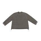 [Unisex] Oversize-Fleece-Henley-Pullover with half button placket, drawstring hem, and rolled sleeves Fashion Glam