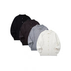 Unisex Boxy Knit Cardigan with Shirt Collar, Raglan Sleeves and Ribbed Hems Fashion Glam