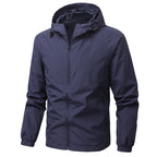Men's Light Hooded Transition Jacket with Wind and Water Repellent Functional Material Fashion Glam