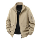 Men's Wind and Water Resistant Urban Bomber Jacket with Stand Collar and Multiple Pockets Fashion Glam