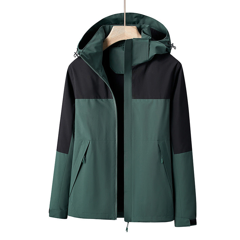Men's Lightweight Windproof Softshell Rain Jacket with Hood and Contrast Trim Fashion Glam