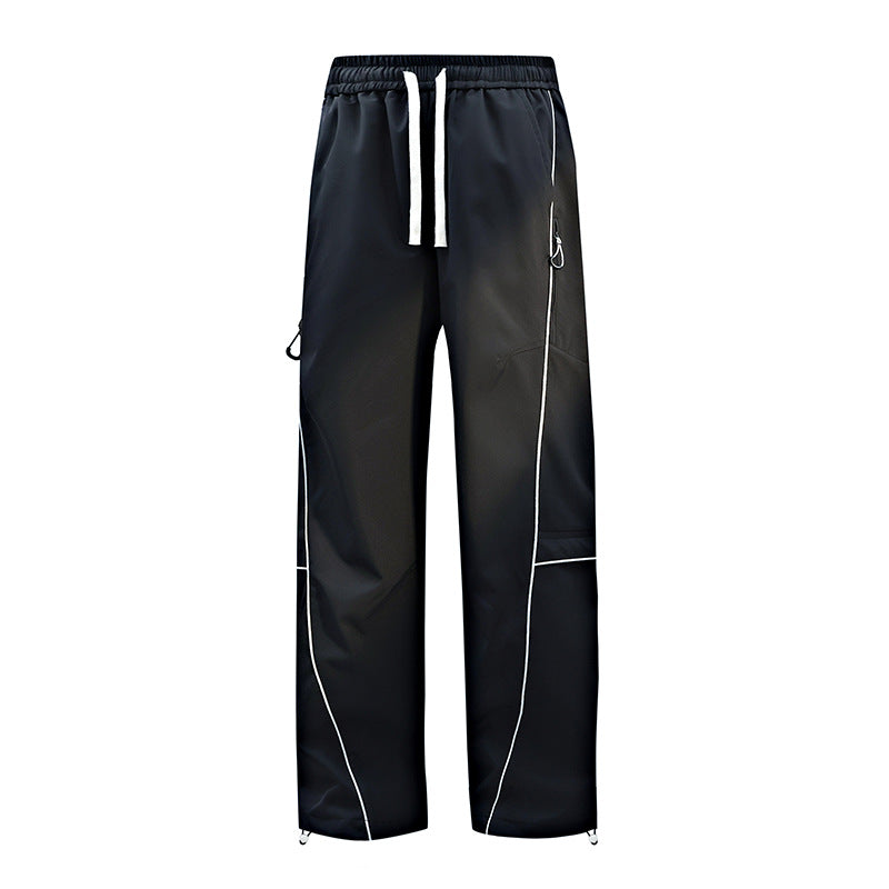 Unisex Water-repellent technical Cargo pants with wide leg, zip pockets and drawstring Fashion Glam