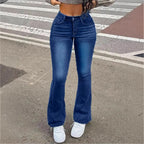 Women's high-waisted bootcut jeans with sculpting hip band Fashion Glam