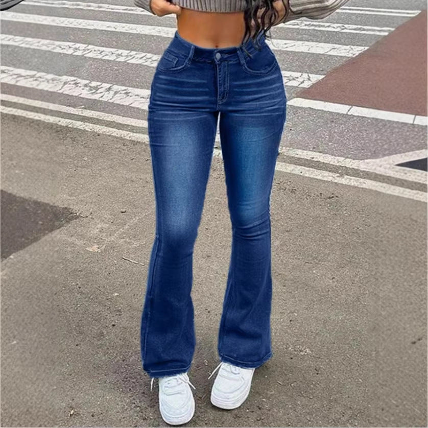 Women's high-waisted bootcut jeans with sculpting hip band Fashion Glam