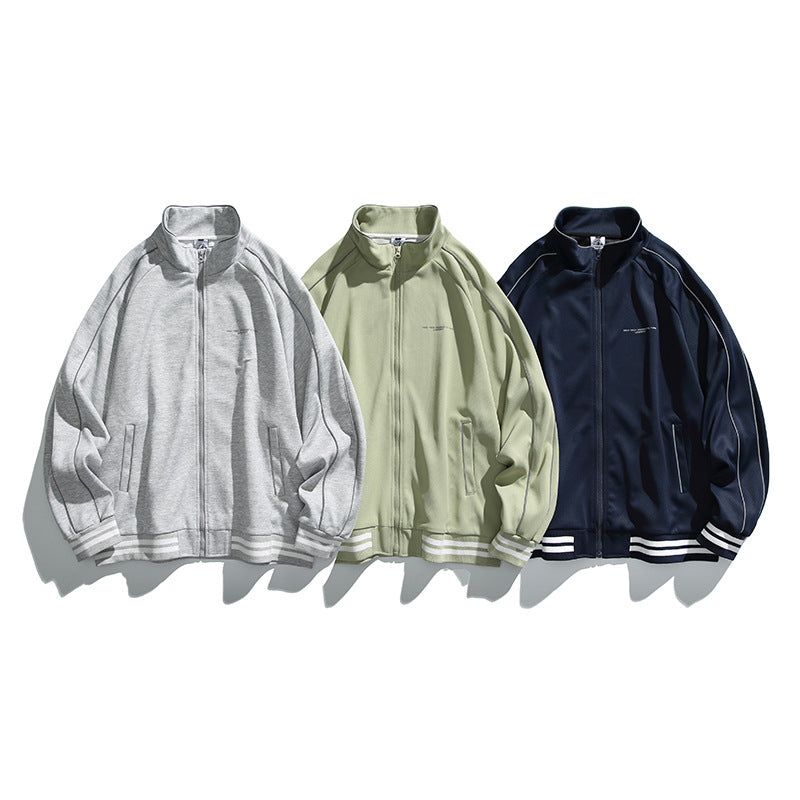 Unisex Sportive Track Jacket in oversized cut with stand-up collar, contrast piping and ribbed cuffs Fashion Glam