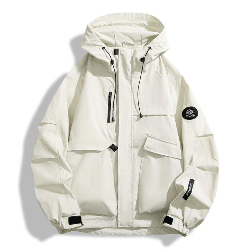 Men's Water-Repellent Utility Outdoor Jacket with Hood, Multiple Pockets and Windproof Membrane Fashion Glam