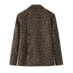 Women's Fitted Blazer in Leopard Print with Lapels and Flap Pockets Fashion Glam