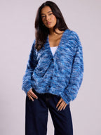 Women's Fluffy Chunky Knit Cardigan with V-Neck Fashion Glam