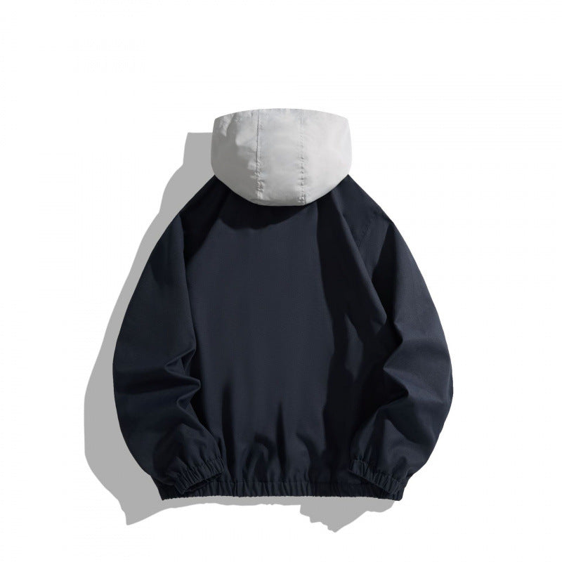 Unisex Oversize Half-zip Hoodie with Contrast Hood, Zipper Pockets and Elastic Hem Fashion Glam