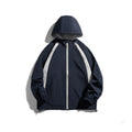 [Unisex Lightweight windproof hooded jacket in sporty utility style with contrast piping and drawstring hem Fashion Glam]