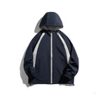 [Unisex Lightweight windproof hooded jacket in sporty utility style with contrast piping and drawstring hem Fashion Glam]