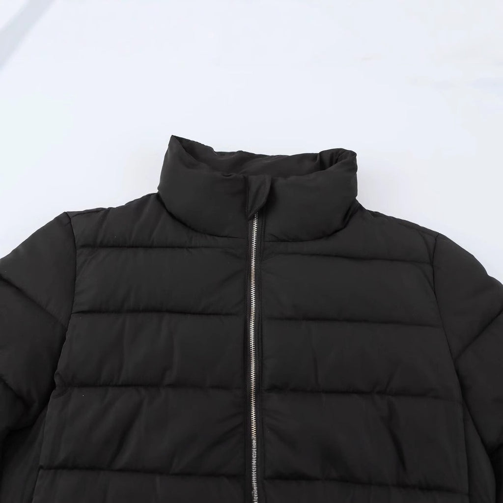 Ladies short quilted down look quilted jacket with stand-up collar and elastic cuffs Fashion Glam