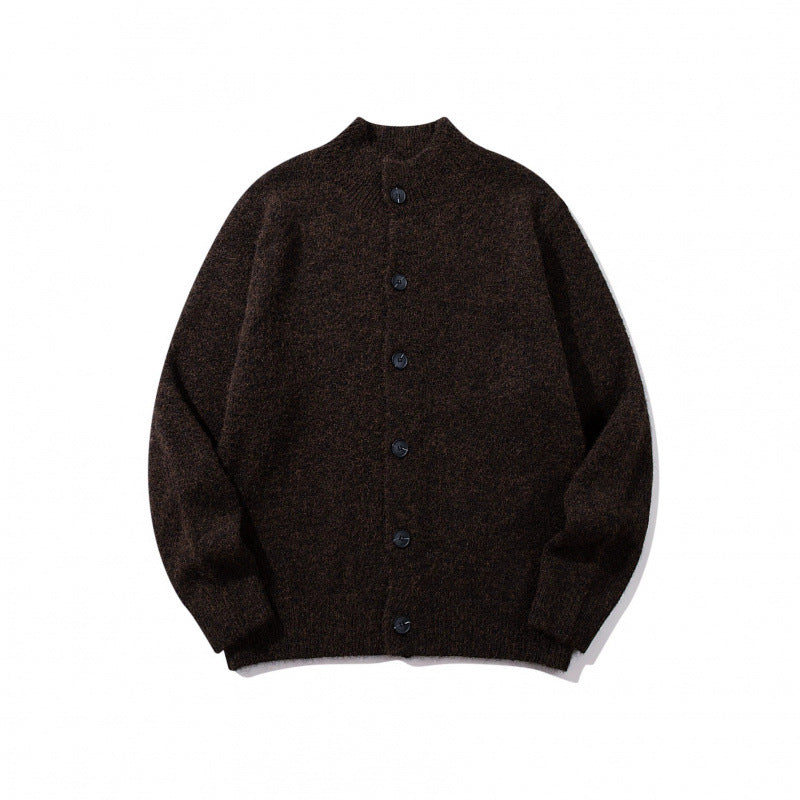 Unisex Boxy-Mohair-Mix-Cardigan with half-high collar and continuous button placket Fashion Glam