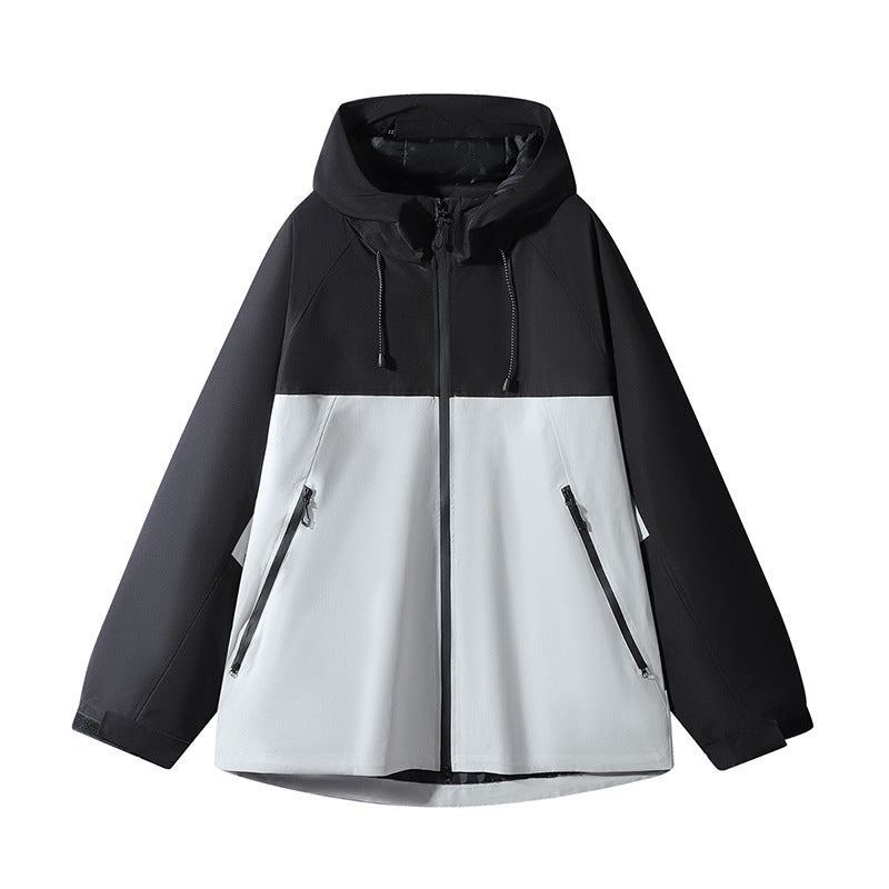 Men's Double Layer Colorblock Softshell Hooded Jacket in Urban Outdoor Cut Fashion Glam