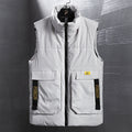 Men's Insulated Outdoor Vest with High Standing Collar, Multifunctional Pockets and Distinctive Webbing Fashion Glam