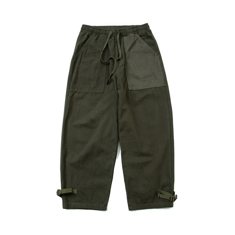 Men's Loose Fit Utility Cargo Pants with Drawstring Waist and Adjustable Leg Straps Fashion Glam