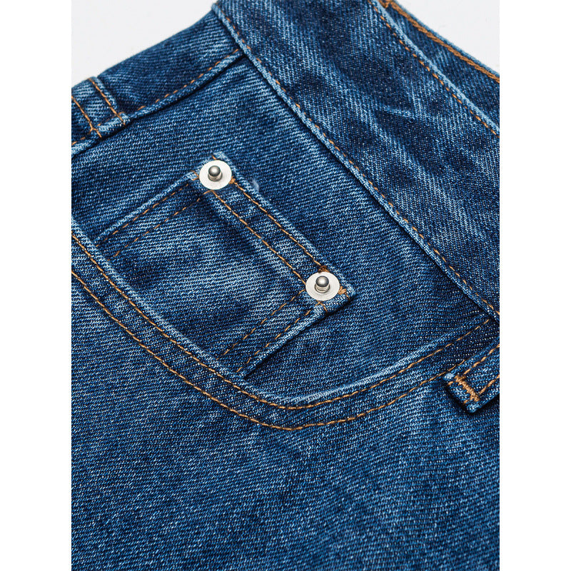 Women's Wide Denim Jeans with High Waist, Straight Leg and Five Pocket Design Fashion Glam