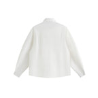 Unisex Boxy Overshirt with Stand Collar, Tie Loop and Snap Button Placket Fashion Glam