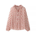 Women's chiffon blouse with ruffle collar and paisley print Fashion Glam