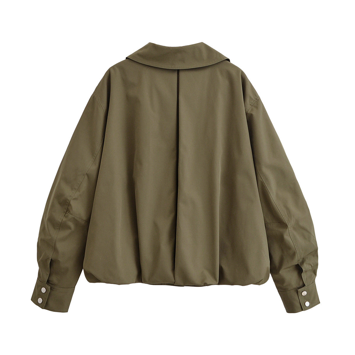 Women Oversize Bomber Jacket with Waist Belt and Stand-up Collar Fashion Glam