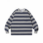 Unisex Oversize Striped Sweatshirt with Chest Pocket and Round Neck Fashion Glam