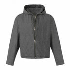 Unisex hooded jacket in boxy cut with double zipper and pinstripe look Fashion Glam