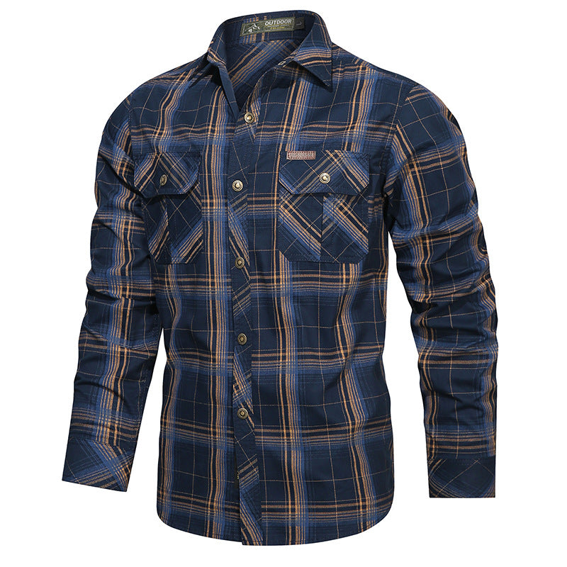 Men's checked flannel outdoor shirt with reinforced flap chest pockets and ergonomic back detail Fashion Glam