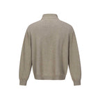 Unisex fine knit half-zip sweater with standing collar and diagonal structure Fashion Glam