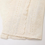 Ladies Broderie Anglaise Cotton Blouse with Ruffle Trim and Balloon Sleeves Fashion Glam