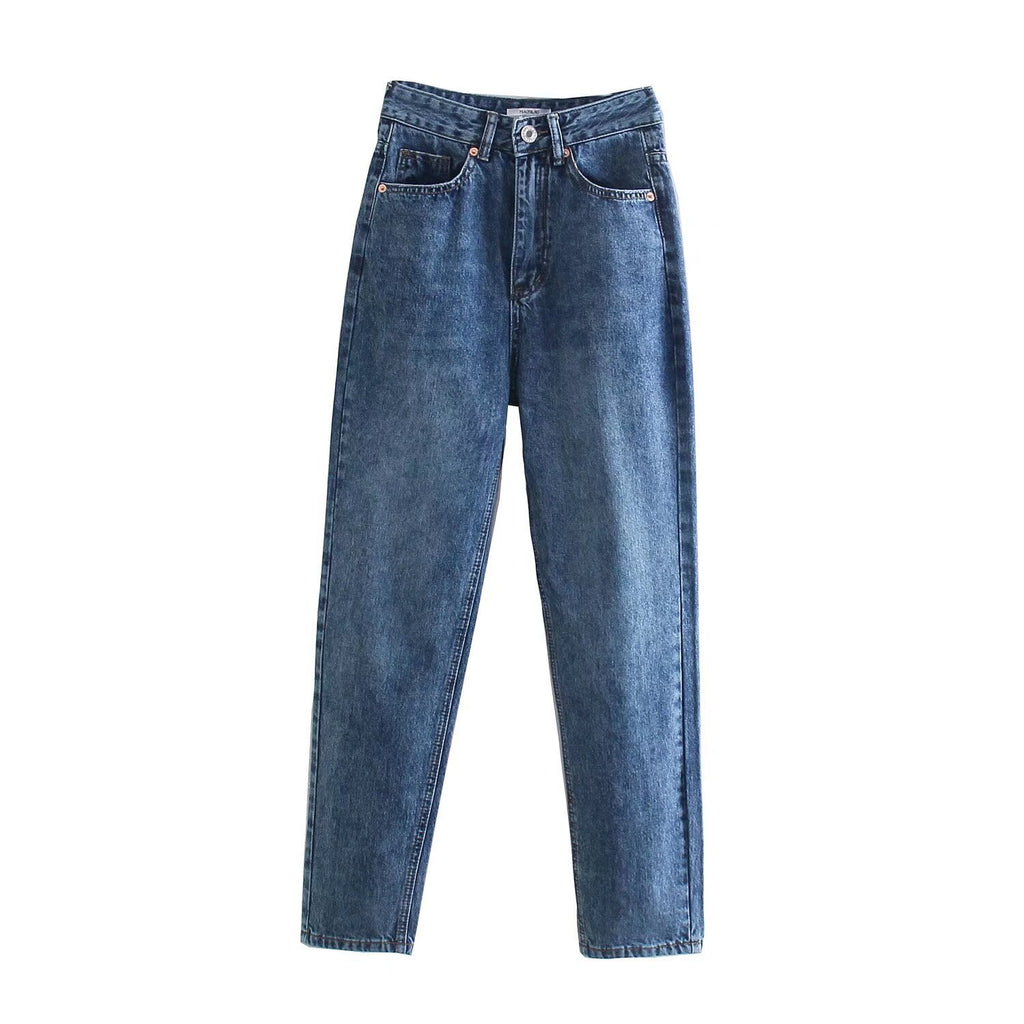 Women's High-Waisted Denim Jeans with Tapered Leg Fashion Glam