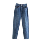 Women's High-Waisted Denim Jeans with Tapered Leg Fashion Glam