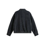 Men's short jacket made of teddy fleece with shirt collar, zipper, and elastic hem Fashion Glam