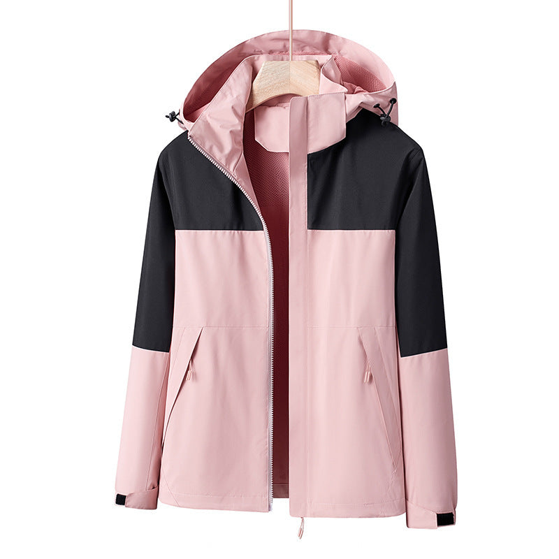 Men's Lightweight Windproof Softshell Rain Jacket with Hood and Contrast Trim Fashion Glam