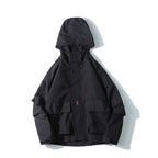 Unisex Loose-Fitting Utility Softshell Jacket with Hood and Multiple Pockets Fashion Glam